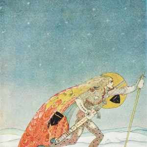 Gorgeous Art Nouveau Kay Nielsen Prints: Exquisite Reproduction of "East of the Sun, West of the Moon" 1913 Pair of Snowshoes Reproduction