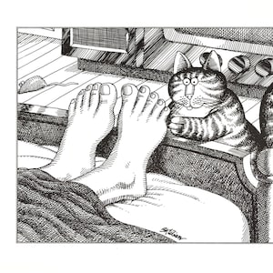 Kliban Cats Vintage Original Print Cat Tickling A Person Foot 42