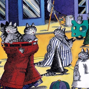 Kliban Cats Vintage Print: Silly Cats in Clothes, Signed Original
