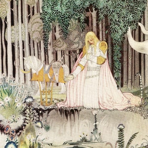 Art Nouveau Exquisite Kay Nielsen Lassie in Tree Print  A Stunning Tribute to East of the Sun, West of the Moon Masterpieces