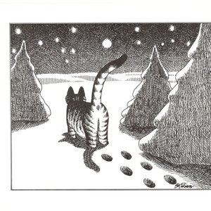 Kliban Cats Vintage Original Print Cat Footprints In The Snow 58