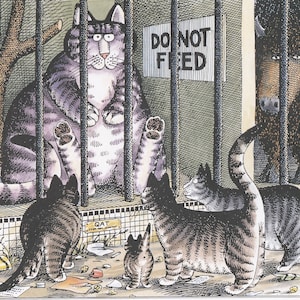 Kliban Cats Vintage Original Print Cat in Zoo Color D