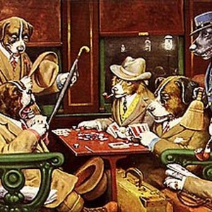 CM Coolidge Hunde Spielen Poker Karten Hund Liebe Spielen Poker Malerei Stier Hund Fine Art Prints Hund Frühe Hund Kunst Ein Freund in Not