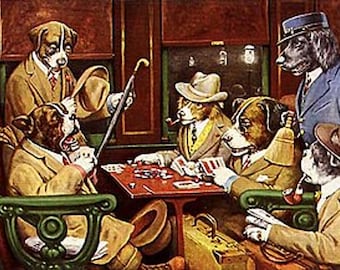 CM Coolidge Dogs Playing Poker Playing Cards Dog Love Playing Poker Painting Bull Dog Fine Art Prints Dog Early Dog Art A Friend In Need