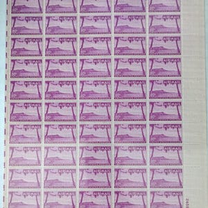 Vintage VS luchtpostzegels vel 1952 Scott C46 80c Diamond Head Hawaii volledig vel 50 postfrisse OG zeldzame postzegels verzamelen filatelie ephemera