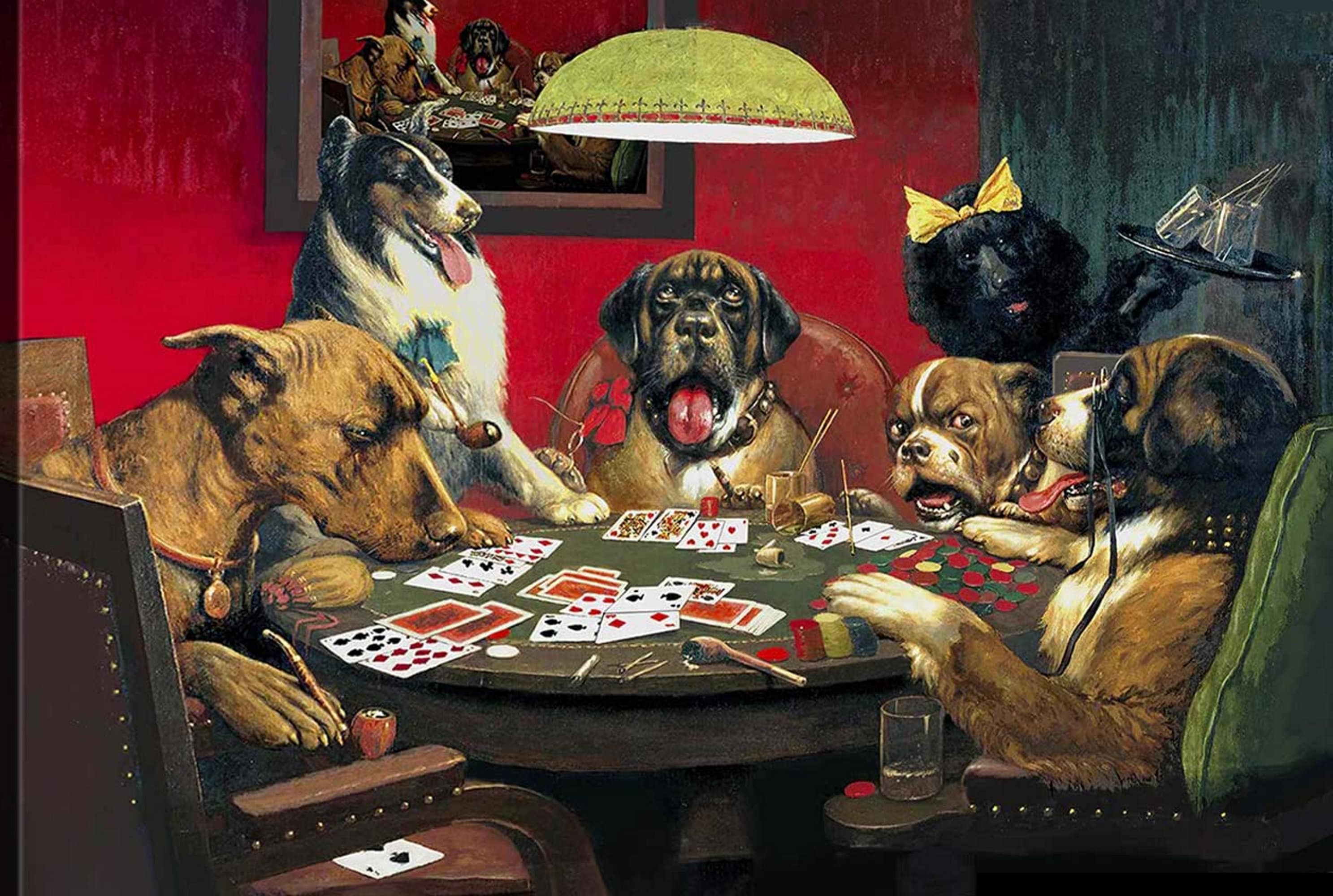 Dogs Playing Cards Clipart