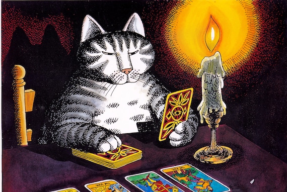 Kliban Cats Print: Vintage Tarot Card Reading Art No Signature - Etsy