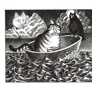 Kliban Cats Vintage Original Print Cat In Tub In Choppy Water 32