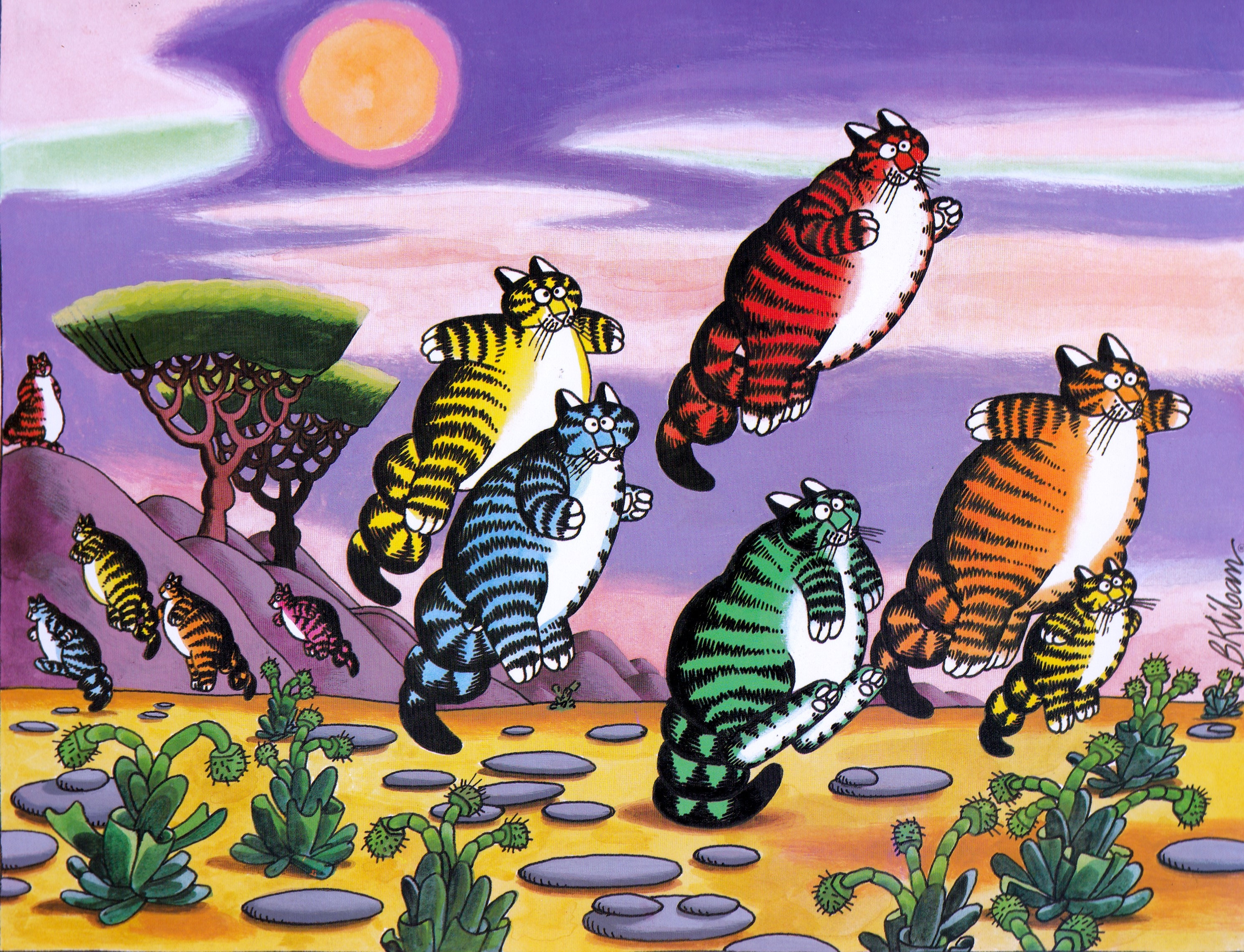 Kliban Cats Vintage Print: Silly Magical Cats in Desert - Etsy