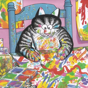 Kliban Cats Vintage originele print kunstenaar kat schilderij groot D