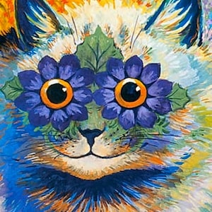 Louis Wain Cats Violet Cat First Cat Illustrator Giclee Funny Cat Cute Cat Illustration Print Reproduction Cat Lover Gift Cat Art Fun