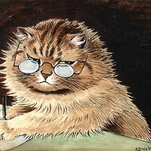 Louis Wain Cats Cat At Work First Cat Illustrator Giclee Funny Cat Cute Cat Ilustración Impresión Reproducción Cat Lover Gift Cat Art Fun
