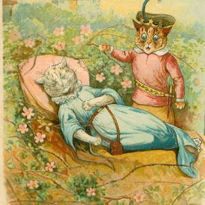 Louis Wain Cats Sleeping Beauty First Cat Illustrator Giclee Funny Cat Cute Cat Illustration Print Reproduction Cat Lover Gift Cat Art Fun