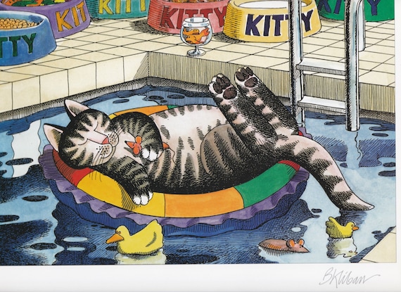 Kliban Cats Vintage Print: Poolside Cat Dreaming of Food - Etsy