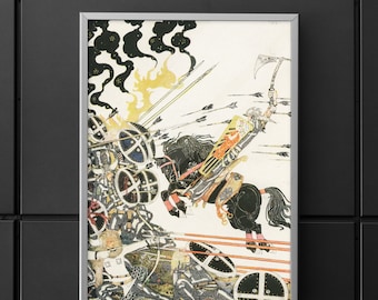 Kay Nielsen Jugendstil Grafik: Junge in Gefecht Illustration