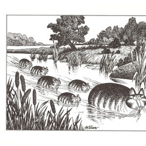 Kliban Cats Vintage Original Print Cats In The Swamp Water 41