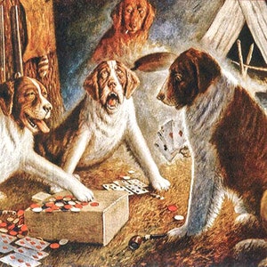 CM Coolidge Hunde 3 Hunde Spielkarten Hund Liebe Spielen Poker Malerei Bull Dog Fine Art Prints Hund Frühe Hundekunst A Friend In Need