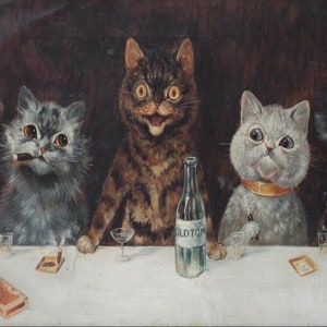 Louis Wain Cats Bachelor Party First Cat Illustrator Giclee Funny Cat Cute Cat Illustration Print Reproduction Cat Lover Gift Cat Art Fun