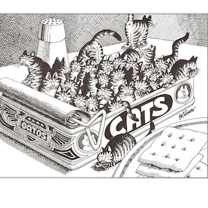 Kliban Cats Vintage Original Print Cats  Kittens In A Sardine Can 33