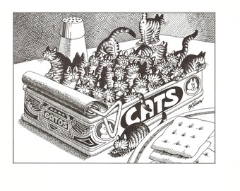 Kliban Cats Vintage Original Print Cats  Kittens In A Sardine Can 33
