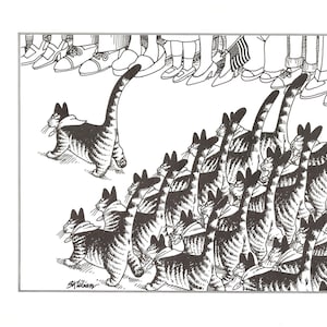 Kliban Cats Vintage Original Print Lead Cat With Herd Of Cats In Parade 7