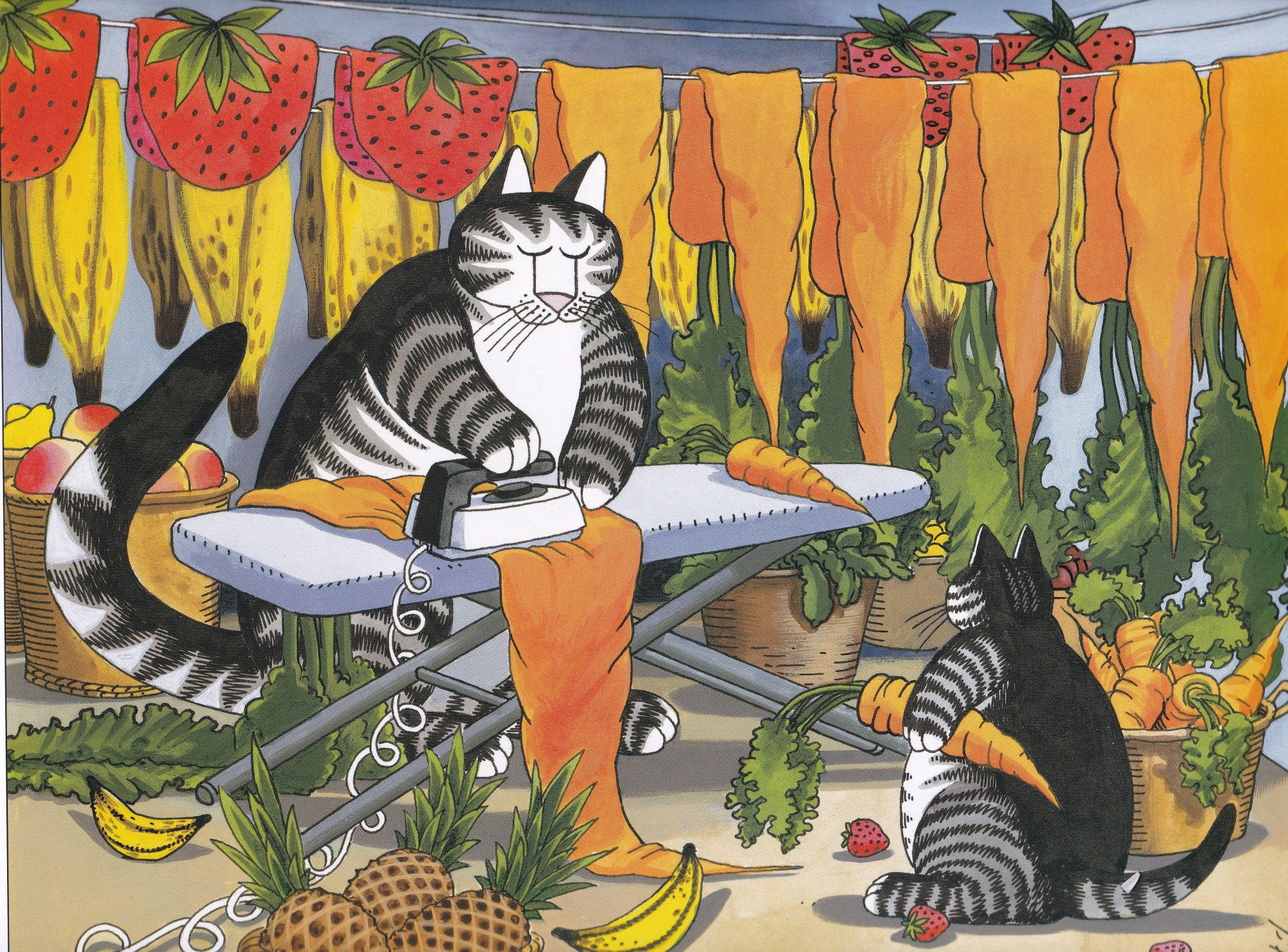 KLIBAN CATS レディース用 キャディバッグ 猫イラスト ペコ Kliban Cats Vintage Original Print Cat Ironing Vegtables With