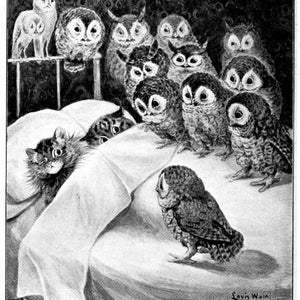 Louis Wain Cats Nightmare First Cat Illustrator Giclee Funny Cat Cute Cat Illustration Print Reproduction Cat Lover Gift Cat Art Fun