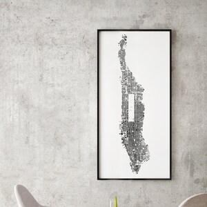 Manhattan, Nueva York: Mapa detallado del edificio, Impresión de póster de lienzo blanco premium / Decoración de pared / Impresión de mapa / Arte de mapa / Impresión de arte / Arte de pared