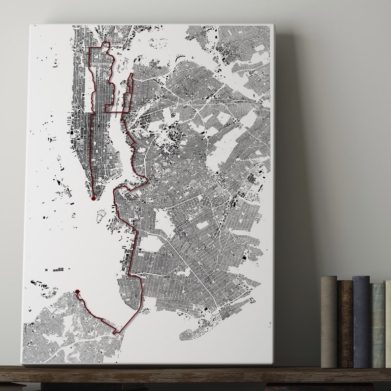 TD 5 Boro Bike Tour NYC Detailed Building Map Premium White Etsy