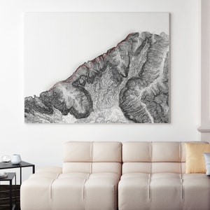 Costa de Na Pali - Sendero Kalalau: Mapa topográfico detallado, Impresión de póster de lienzo blanco premium / Decoración de pared / Impresión de mapas / Arte de mapas / Impresión de arte