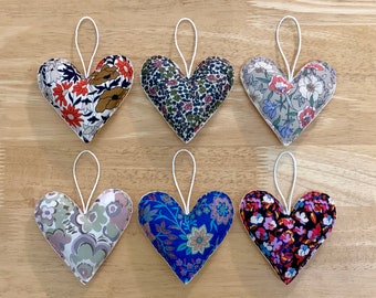 Liberty fabric heart decoration. Valentines decoration.