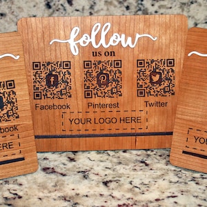 QR Scan Follow Us on Social Media Sign - Engaging Custom Wall Art for Business Promotion & Branding