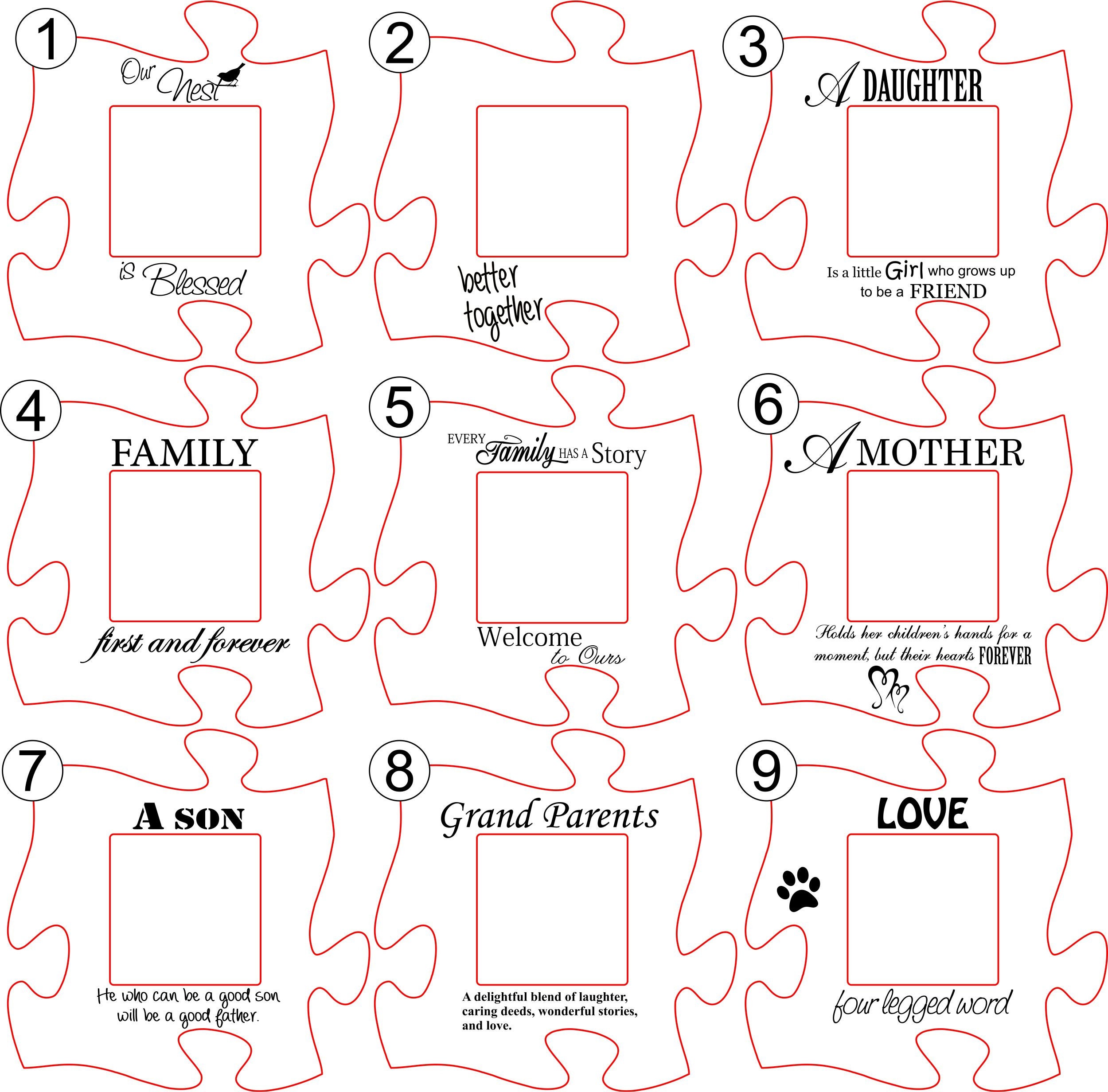 4 Piece Puzzle Picture Frame Collage 5x5 Photo Customize