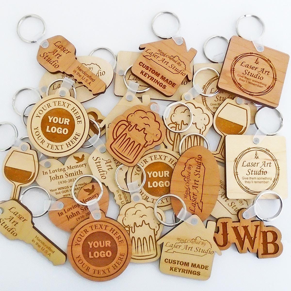 Custom Shape Key Rings Custom Wooden Keyrings, 1-SIDE ENGRAVED (any Shape), Branded Keyrings ...