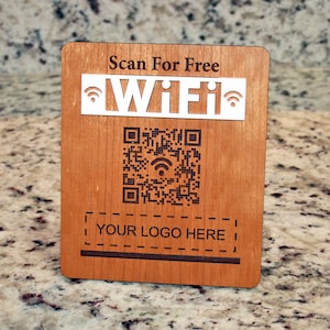 QR Scan WiFi Sign | Instant Internet Access Decor | Wireless Network QR Code | Home, Office, Cafe Signage