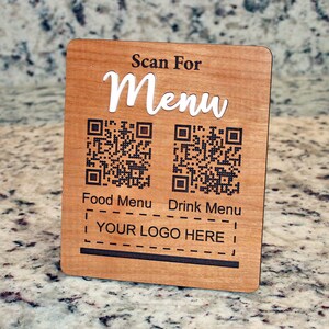 Cherry Wood QR Scan Menu Sign: Contactless Ordering - Etsy