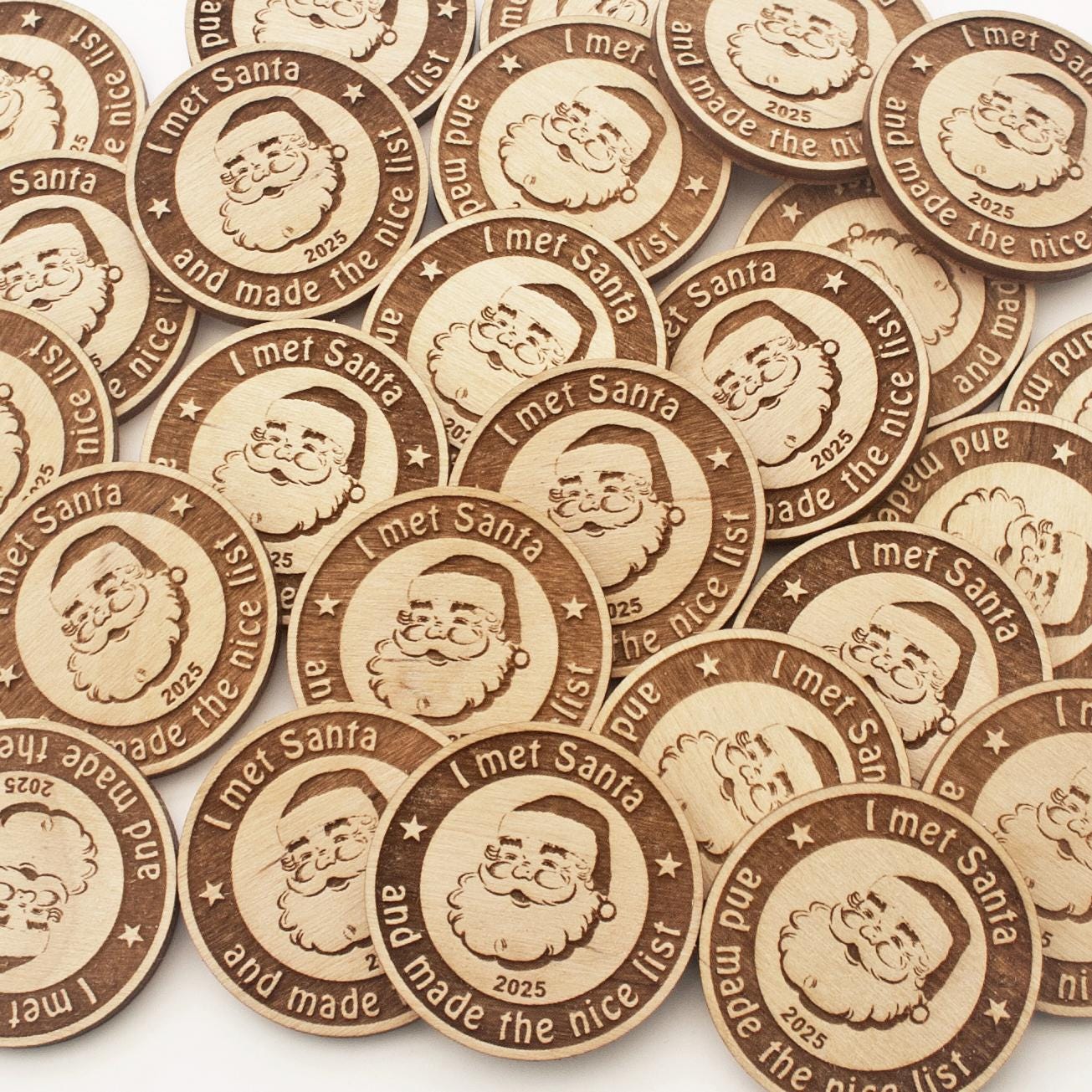 Token Icon Rustic I Met Santa Wooden Token - Rustic Birch Wood Keepsake - Etsy