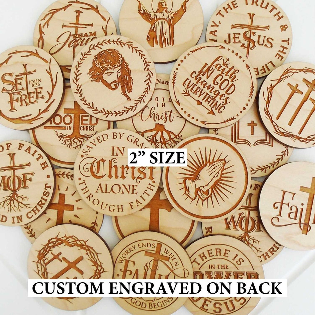 2 Religious Wood Tokens, Religious Coin, Church Token, Religious