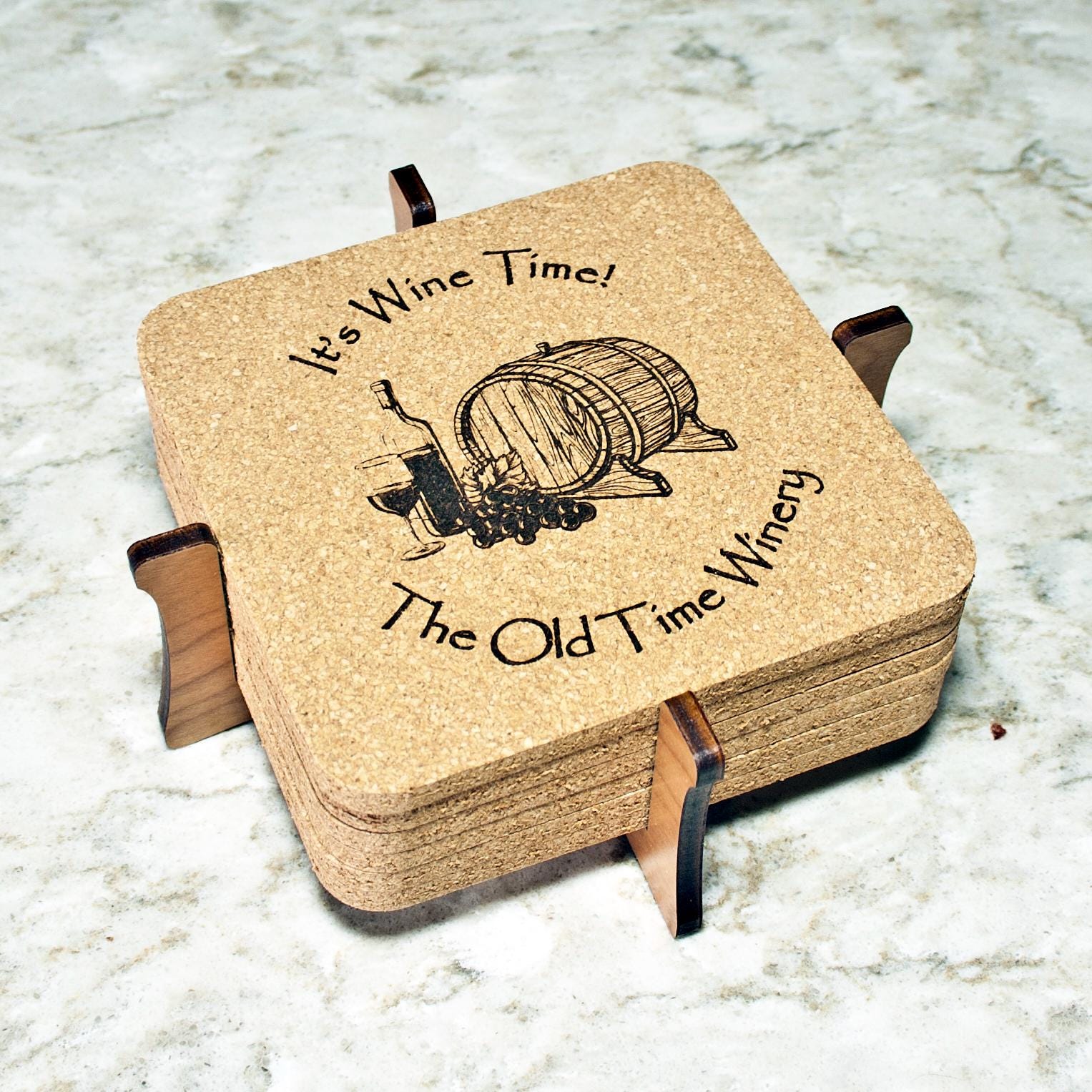 Wood Coaster Holder | Holds 4-6 Coasters \ Round or Square Coaster Rack ...