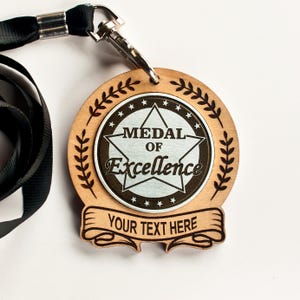 Personalized Medal of Excellence Award, athletic achievement award, first place medal, Gold medal, Silver Medal