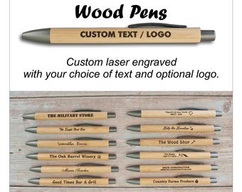 Personalized Bamboo Wood Pens - Bulk Engraved Promos, Wedding Favors, Unique Advertising Giveaway Pens & Gifts