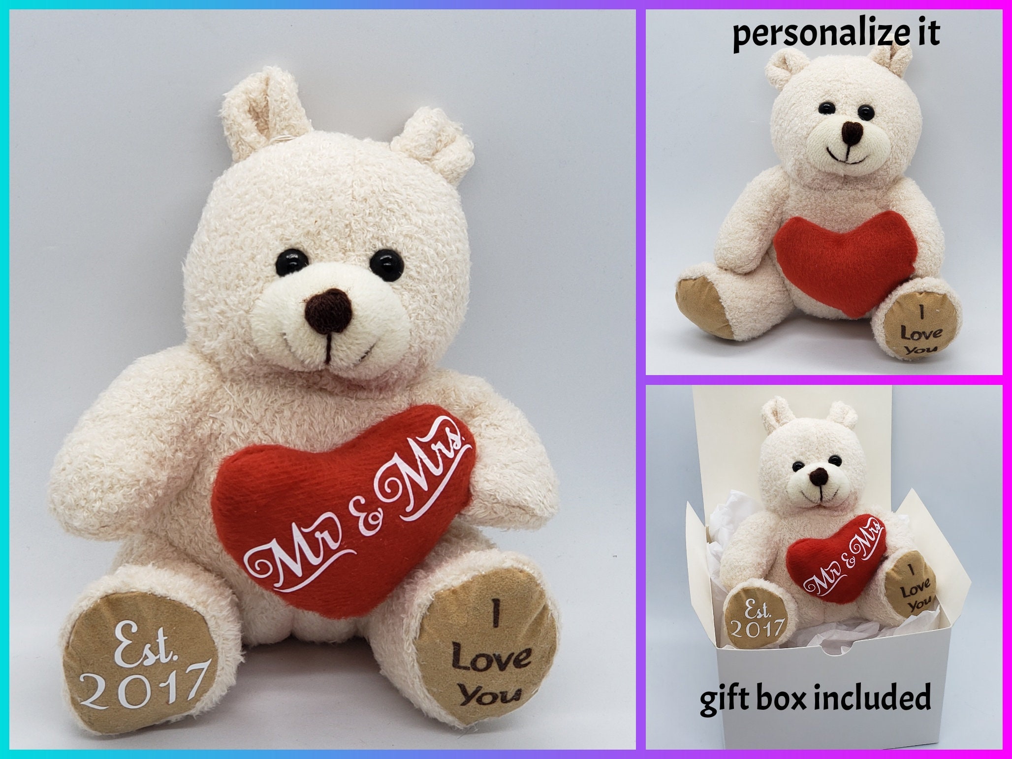 6 Plush Personalized Teddy Bear Anniversary Gift Red | Etsy