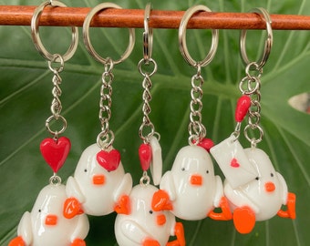 Valentines Goose Charm Keychain