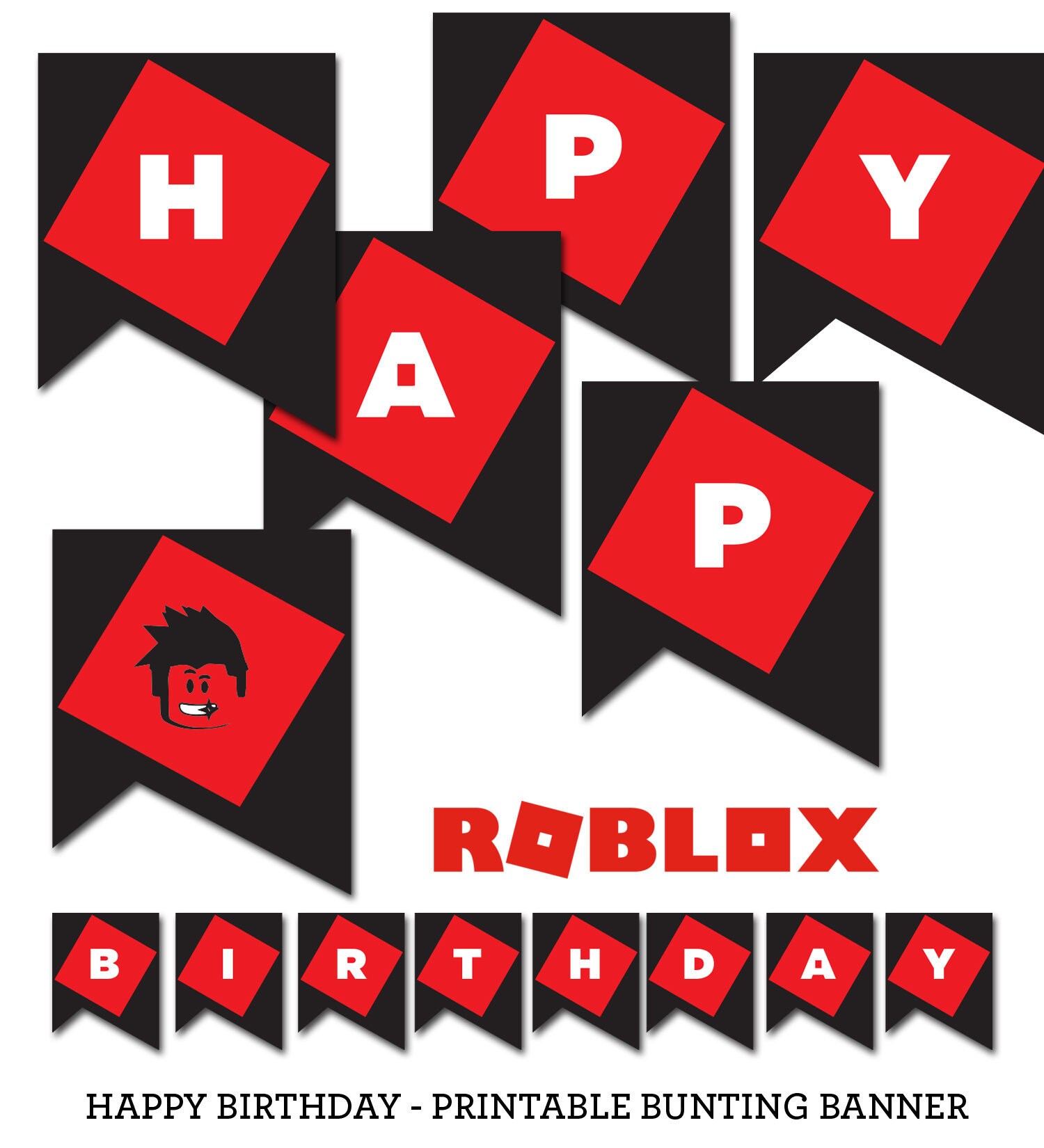ROBLOX inspired Happy Birthday bunting-printable | Etsy