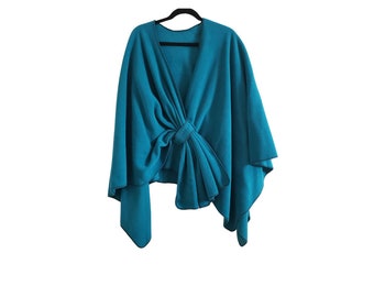 Handmade Fleece Wrap with Loop, Women's Winter Shawl