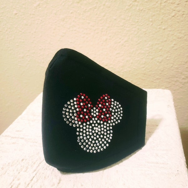 Mickey Mouse Bling Face Mask, Rhinestone Mickey Mouse, Face Covering, Face Shield