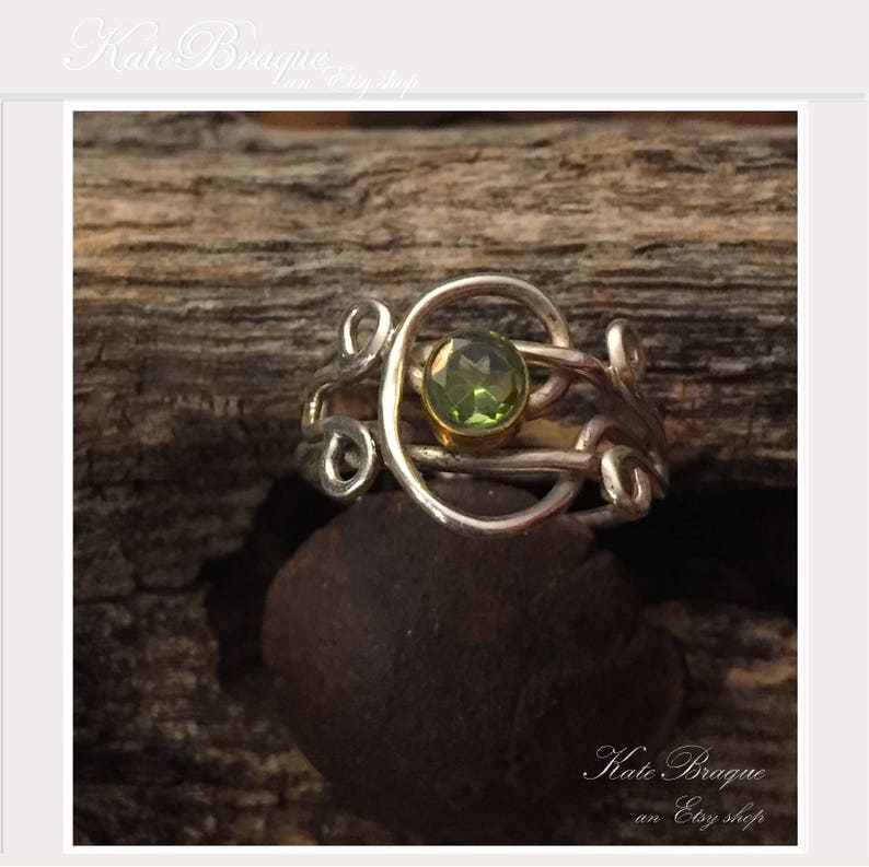 Peridot Sterling Silver Free Form Ring
