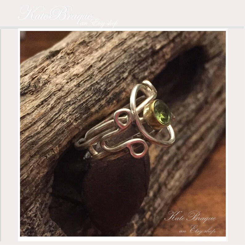 Peridot Sterling Silver Free Form Ring