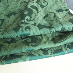 Vintage brocade, bottle green, 3 panels, pinch-pleated, ready to hang, Free shipping.