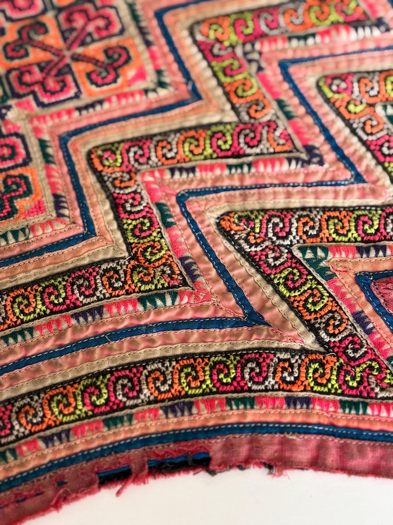 Antique Hmong Embroidered Piece , Intricate Art, Unique Shape . Sold AS ...